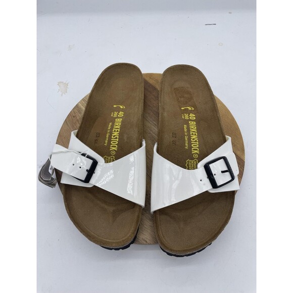 Birkenstock Madrid Sandals Womens 9 White Patent Leather Slide Made Germany - Picture 3 of 10